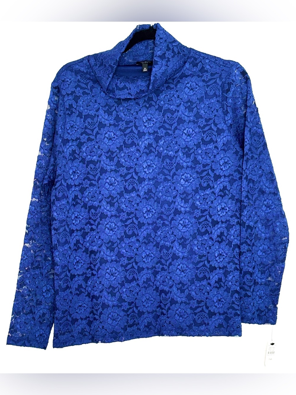 Talbots Lace Turtleneck Pullover Blue Size 1XP NWT - Picture 2 of 5